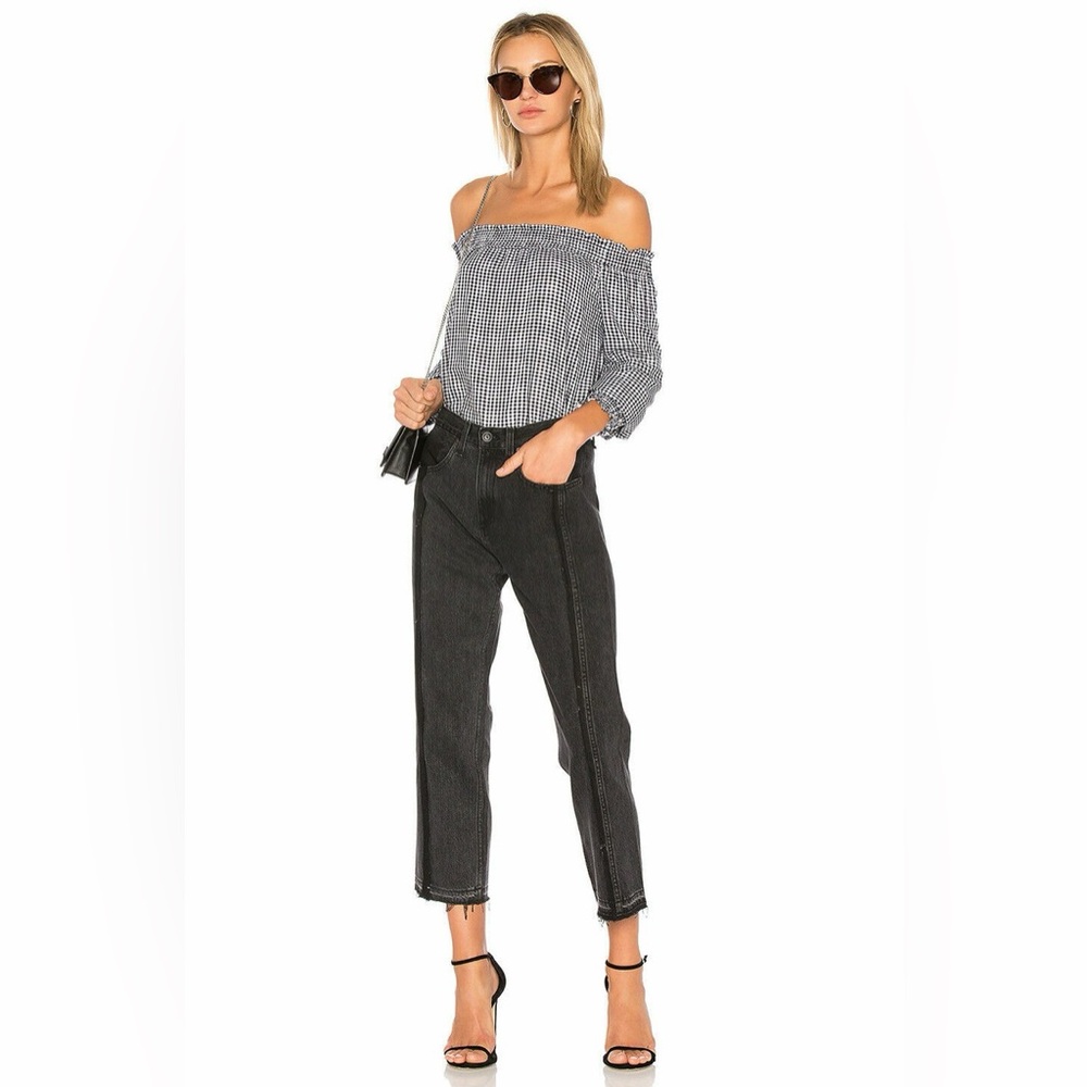 RAG & BONE 2 Tone Wide Leg Crop Jeans • Sz 26 Black Magnolia • Like New
